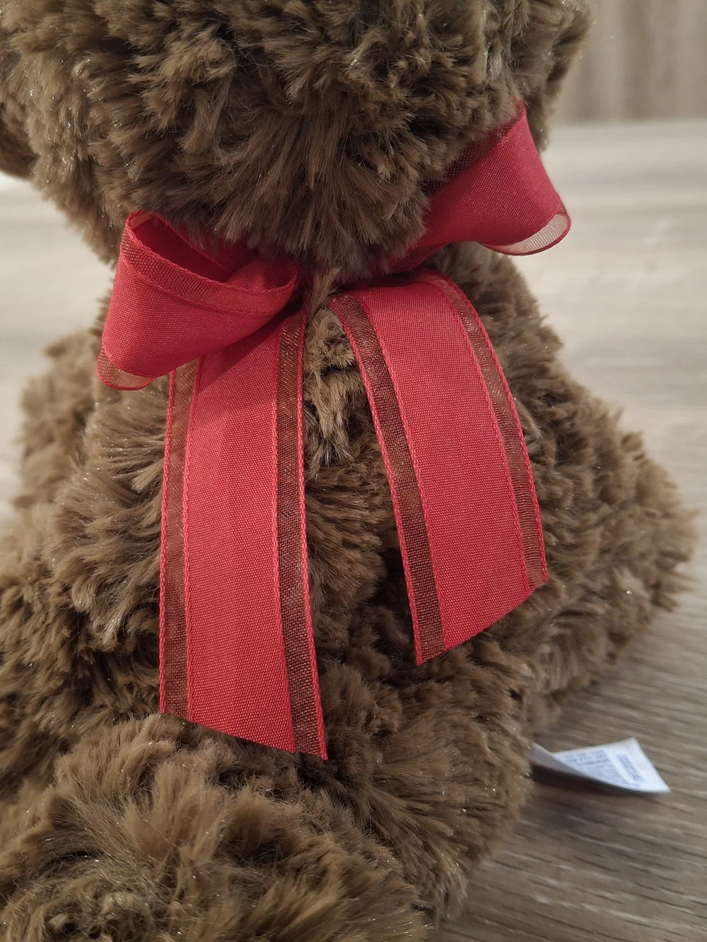 Aurora World Brown Teddy Bear Plush with Red Ribbon